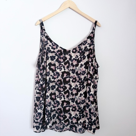 Torrid Georgette V Neck Adjustable Strap Cami Leopard Print Ink Blot - Size 4X - Picture 1 of 15